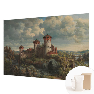 Vliesbehang fotobehang woonkamer met een romantisch landschap