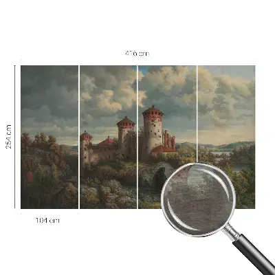 Vliesbehang fotobehang woonkamer met een romantisch landschap