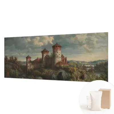 Vliesbehang fotobehang woonkamer met een romantisch landschap