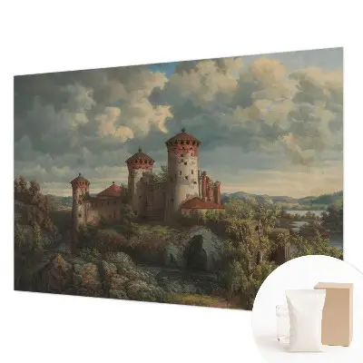 Vliesbehang fotobehang woonkamer met een romantisch landschap