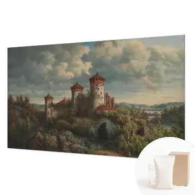 Vliesbehang fotobehang woonkamer met een romantisch landschap