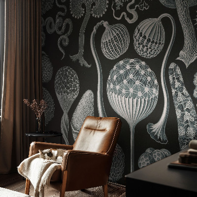 Fotobehang woonkamer met motief van magische planten