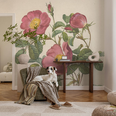 Fotobehang slaapkamer Rozenmotief