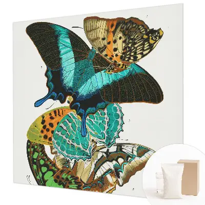 Fotobehang voor de woonkamer met kleurrijke vlinders