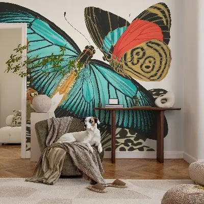 Modern fotobehang met kleurrijke vlinders