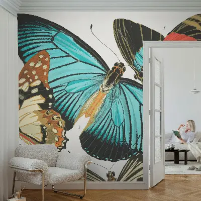 Modern fotobehang met kleurrijke vlinders