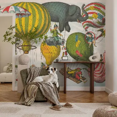 Luxe fotobehang met motief van een ballonvaart