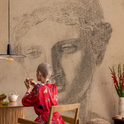 Muur behang met vrouwenportret