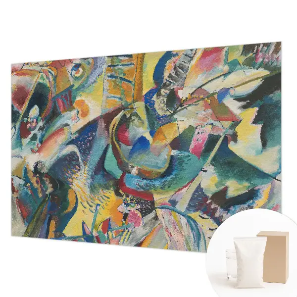 Behang met print met een kleurrijk abstract dessin