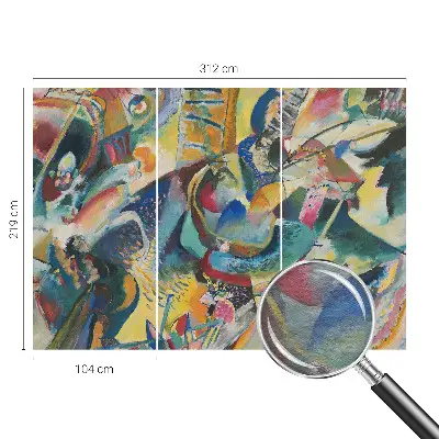 Behang met print met een kleurrijk abstract dessin