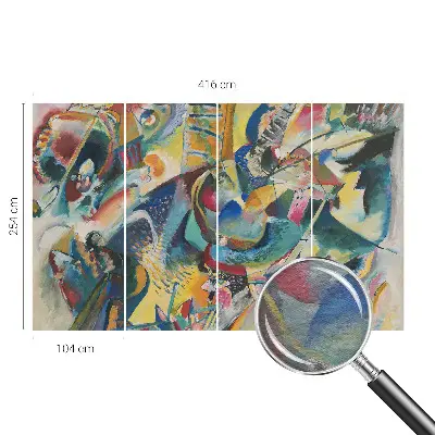 Behang met print met een kleurrijk abstract dessin