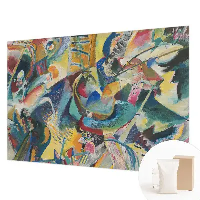 Behang met print met een kleurrijk abstract dessin