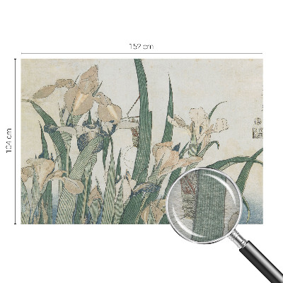 Fotobehang slaapkamer met delicate irissen als motief