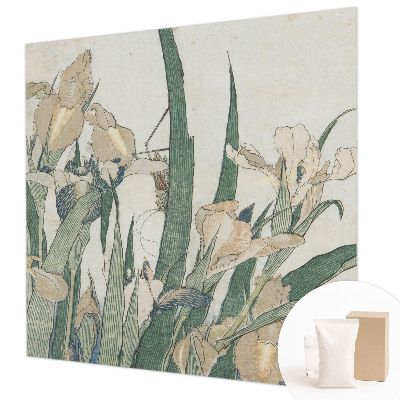 Fotobehang slaapkamer met delicate irissen als motief