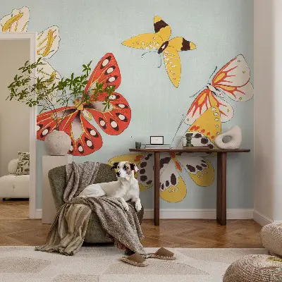 Modern fotobehang met een artistiek vlindermotief