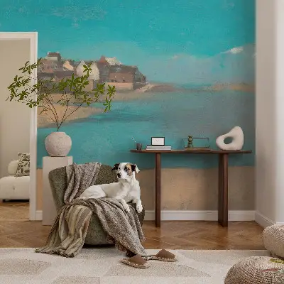 Fotobehang voor slaapkamer met een rustig dorpslandschap