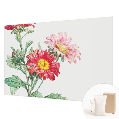 Fotobehang voor de slaapkamer met tere bloemen als dessin