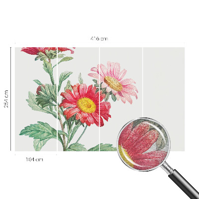 Fotobehang voor de slaapkamer met tere bloemen als dessin