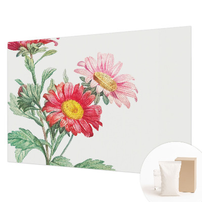 Fotobehang voor de slaapkamer met tere bloemen als dessin