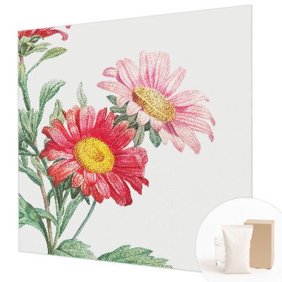 Fotobehang voor de slaapkamer met tere bloemen als dessin