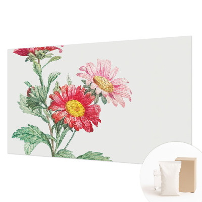 Fotobehang voor de slaapkamer met tere bloemen als dessin