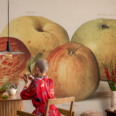 Behang met print met een print van appelbloesems
