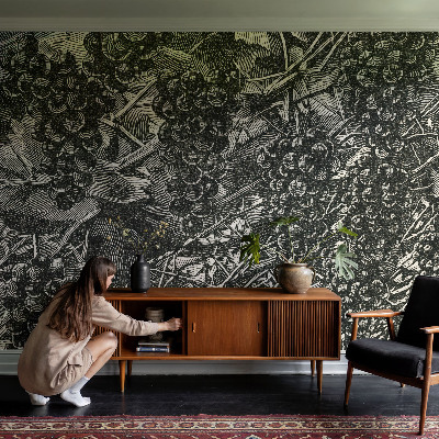 Muurbehang met een dessin van druiven