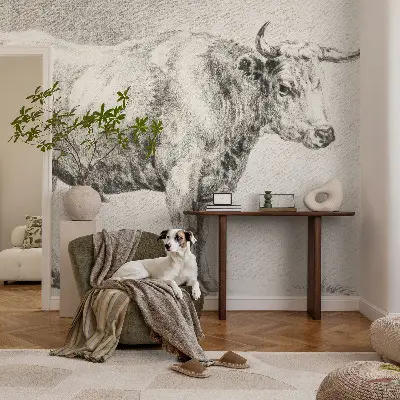 Fotobehang naadloos met een illustratie van een stierpotlood