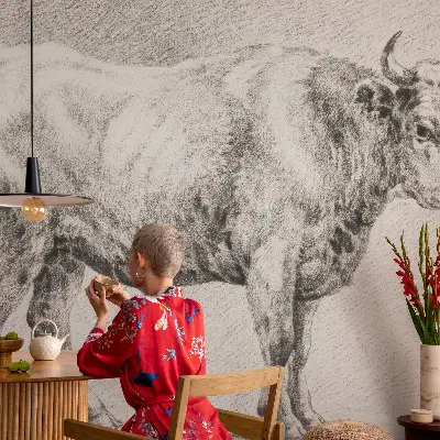 Fotobehang naadloos met een illustratie van een stierpotlood