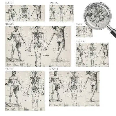 Fotobehang voor slaapkamer met klassieke anatomische print