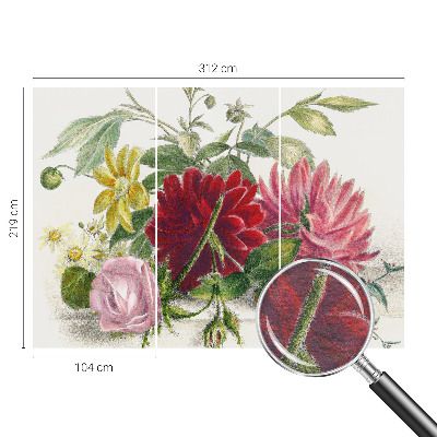 Fotobehang voor de woonkamer met een bloemenboeket als motief