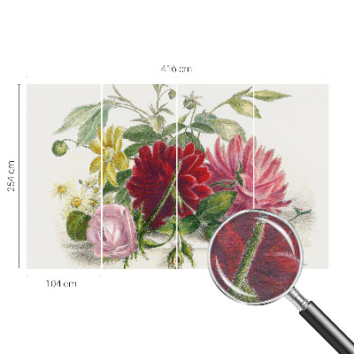 Fotobehang voor de woonkamer met een bloemenboeket als motief
