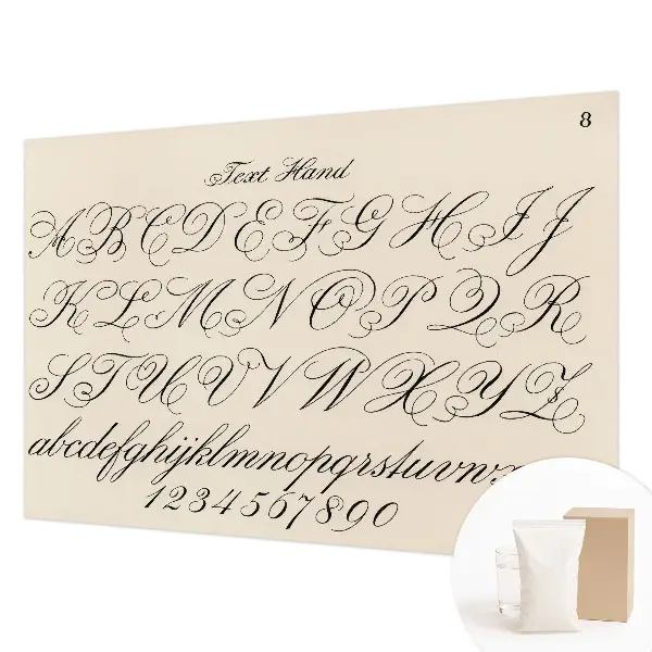 Vliesbehang fotobehang woonkamer met kalligrafisch schrift als decoratief motief