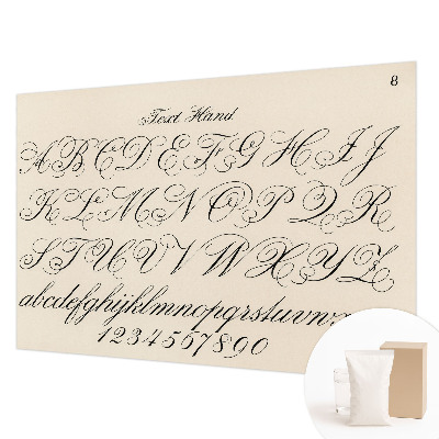 Vliesbehang fotobehang woonkamer met kalligrafisch schrift als decoratief motief