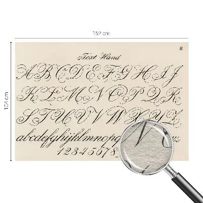 Vliesbehang fotobehang woonkamer met kalligrafisch schrift als decoratief motief