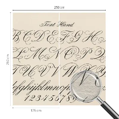 Vliesbehang fotobehang woonkamer met kalligrafisch schrift als decoratief motief