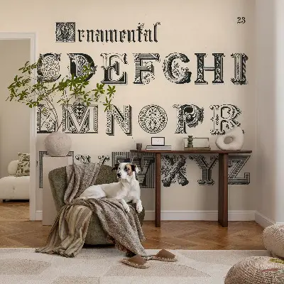 Muurbehang met decoratieve letters