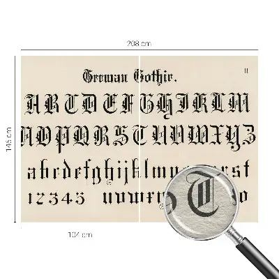 Behang met print met een print van gotische letters