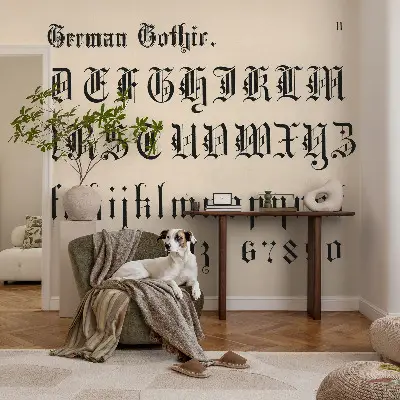 Behang met print met een print van gotische letters