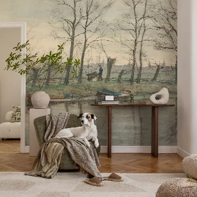 Fotobehang voor slaapkamer met een winterlandschap
