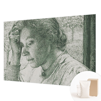 Fotobehang voor de slaapkamer met de afbeelding van een reflecterende vrouw