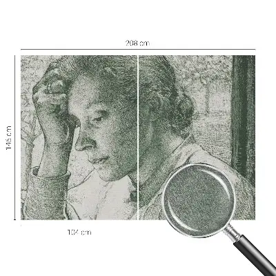 Fotobehang voor de slaapkamer met de afbeelding van een reflecterende vrouw