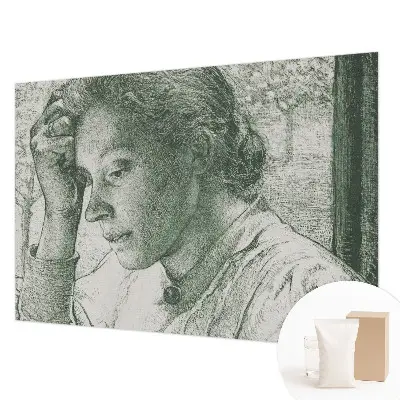 Fotobehang voor de slaapkamer met de afbeelding van een reflecterende vrouw