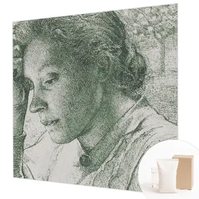 Fotobehang voor de slaapkamer met de afbeelding van een reflecterende vrouw
