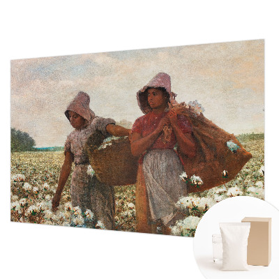 Modern fotobehang voor de woonkamer met het ontwerp 'Werken in het veld' als muurbekleding