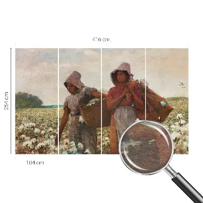 Modern fotobehang voor de woonkamer met het ontwerp 'Werken in het veld' als muurbekleding