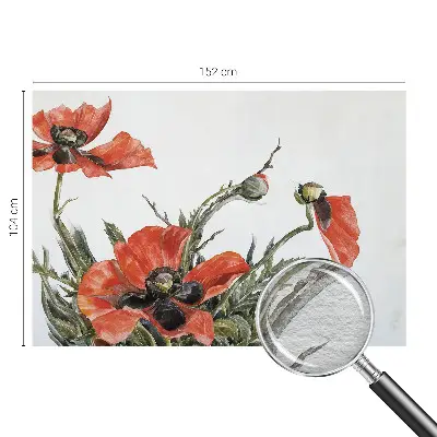 Vlies fotobehang met een patroon van rode klaprozen