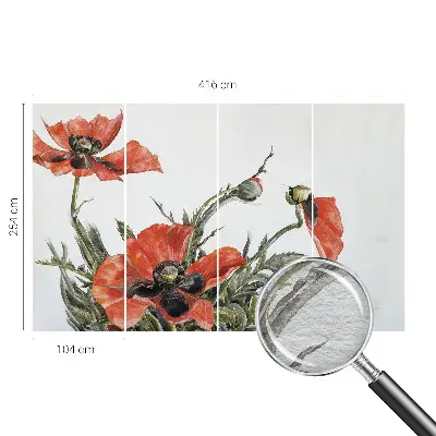 Vlies fotobehang met een patroon van rode klaprozen