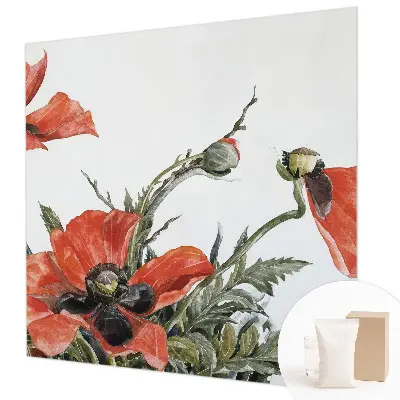Vlies fotobehang met een patroon van rode klaprozen
