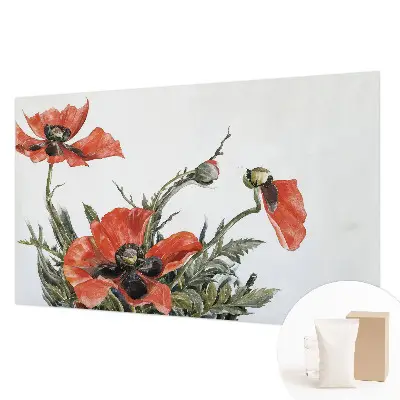 Vlies fotobehang met een patroon van rode klaprozen